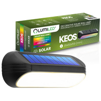 Solární LED venkovní nástěnná lampa, 3000K + RGB KEOS LUMILED
