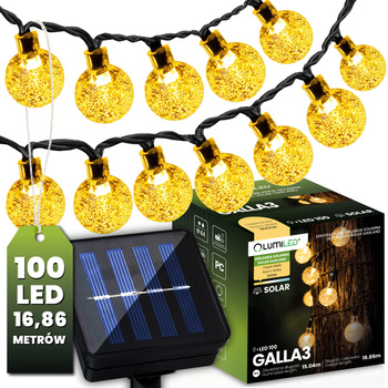 Solární zahrada Girland 100x LED okrasné koule 16,86 m 3000K teplá GALLA3 LUMILED