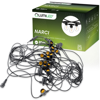 Venkovní řetěz 20m, 20x E27 NARCI LUMILED