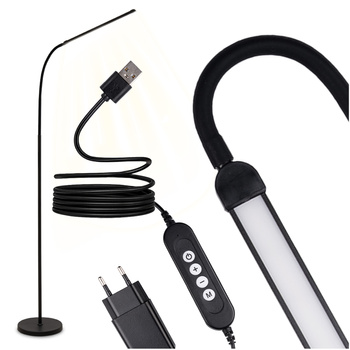 LED 14W CCT stmívatelná stojací lampa s nastavitelnou výškou LONGA 2 černá LUMILED