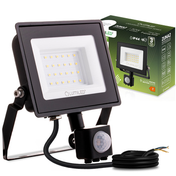LED Reflektor snímač pohybu 30W, 2700lm 4000K IP44 Černá ZUNA2 LUMILED