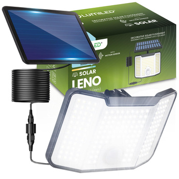 Solární reflektor LED reflektor 6500K IP44 senzor pohybu a soumraku LENO LUMILED