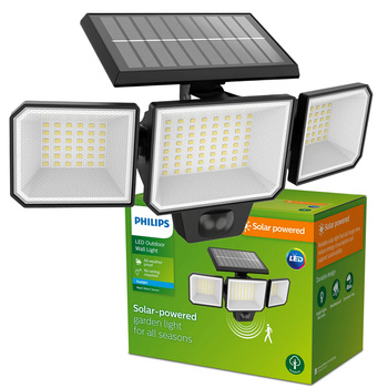 Solární reflektor LED reflektor 6500K IP44 senzor pohybu a soumraku LENO LUMILED
