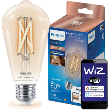 LED žárovka E27 ST64 7W = 60W 2700-6500K FILAMENT SMART WiFi Philips WiZ