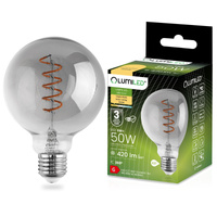 Žárovka Dekorativní Kulka LED E27, G95 6W = 50W 420lm 2200K Teplá bílá 360° Filament Globe Smokey LUMILED