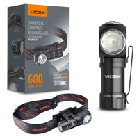 LED dobíjecí vodotěsná čelová svítilna 10W 600lm 5700K A055H VIDEX