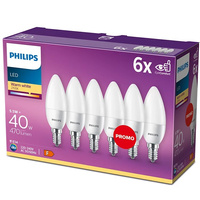 6x LED žárovka E14 B35 4,9W = 40W 470lm 2700K teplá bílá matná PHILIPS