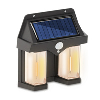 Solární nástěnné svítidlo LED Solární fasádní reflektor Senzor soumraku Černý