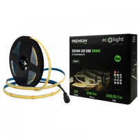 LED pásek COB 7W/m 630lm/m 320LED/m 24V 3000K teplá bílá IP20 Roll 5m + napájecí zdroj + dálkové ovládání Ecolight