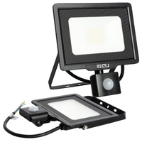 Venkovní zahradní LED reflektor 30W 2550lm 6500K Cold 120° se senzorem pohybu a soumraku IP65 Black MHC Kobi