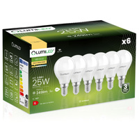 6x Žárovka LED E14, P40 2.5W = 25W 249lm 3000K Teplá bílá 180° LUMILED