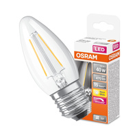 LED žárovka E27 B35 CL 4.8W = 40W 470lm 2700K Teplá bílá 300° OSRAM SUPERSTAR vlákno Stmívatelné