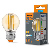 LED žárovka E27 G45 6W = 52W 680lm 2200K Teplá bílá Amber Filament 360° VIDEX