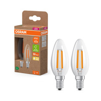 2x LED žárovka B35 Candle E14 2,2W = 40W 470lm 2700K Warm 320° 214lm/W CLASSIC ENERGY EFFICIENCY Osram