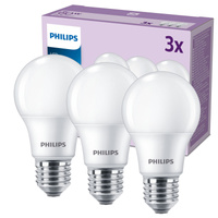 Sada 3x LED žárovky E27 A60 8W = 60W 806lm 2700K Teplá 150° PHILIPS