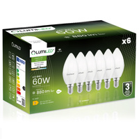 6x LED E14 CANDLE 8W = 60W 4000K neutrální bílá CCD LUMILED žárovka