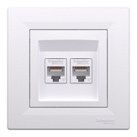 Počítačová zásuvka 2x RJ45 Cat. 6 UTP s rámem Bílá SCHNEIDER ASFORA