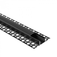 Hliníkový LED profil pro sádrokarton REGIPS široký pod dlažbu černý 2m s černým stínítkem pro LED pásky + krytky GNS Ecolight series