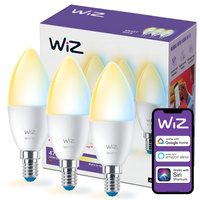 3x LED žárovka E14 Candle C37 4,9W = 40W 470lm 2700-6500K TW Smart SMART WiFi Bluetooth App WiZ