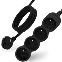 Síťový prodlužovací kabel uzemněný napájecí pásek 4 zásuvky 5 m černý kabel Lendo Lumiled