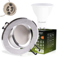 TRIX 3v1 GU10 6W 4000K Brushed Silver LUMILED kulaté halogenové svítidlo pro zápustnou montáž