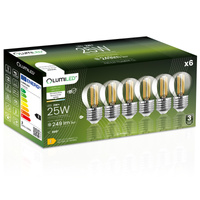 6x LED žárovka E27 Ball P45 2W = 25W 249lm 4000K Neutral 360° FILAMENT LUMILED