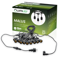 Venkovní řetěz 10m, 10x E27 MALUS LUMILED