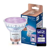 LED žárovka GU10 4,7W = 50W 2200-6500K + RGB 36° SMART WiFi Philips WiZ