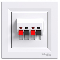 Dvojitá zásuvka reproduktoru pro zapuštěnou montáž. bílá. SCHNEIDER ASFORA