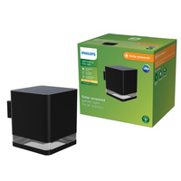 Venkovní solární fasádní světlo LED 1,8 W 200 lm 2700 K se soumrakovým senzorem černé Virona Philips