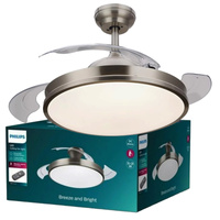 LED stropní svítidlo Plafond s ventilátorem ATLAS 28W + 35W CCT + dálkové ovládání Satin PHILIPS