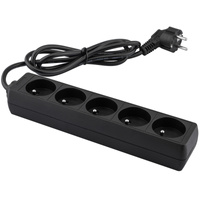 Napájecí prodlužovací zástrčka - 5x zásuvka s uzemněním napájecí lišta 1.5m 3x1mm 13A černá