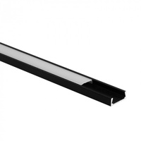 LED povrchový hliníkový profil černý 1m s mléčným stínítkem pro LED pásky + koncovky Ecolight řady N