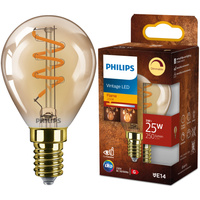 LED kulová žárovka E14 P45 3W = 25W 250lm 2200K Teplá bílá vlákno jantarové PHILIPS Stmívatelné