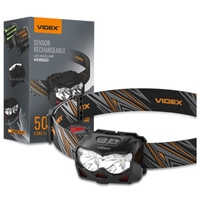 LED dobíjecí čelovka 10W 500lm Senzor pohybu na baterie 6 režimů USB-C Vodotěsné IP65 Videx