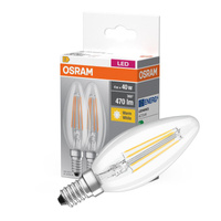 2x LED žárovka B35 Candle E14 4W = 40W 470lm 2700K Warm 300° BASE Osram