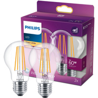 Sada 2x LED Žárovka E27 A60 7W = 60W 806lm 2700K Teplé vlákno PHILIPS