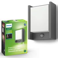 ARBOR IR myGarden LED zahradní nástěnná lampa 6W 4000K IP44 s pohybovým senzorem obdélníková antracitová PHILIPS