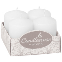 Votivní válečkové svíčky 6x4 cm Sada 4 ks bílé
