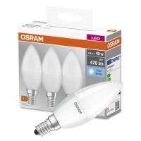 3x LED žárovka E14 B35 5W = 40W 470lm 4000K Neutrální bila OSRAM
