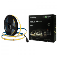 LED pásek COB 7W/m 630lm/m 320LED/m 24V 4000K neutrální bílá IP20 naviják 5m + napájecí zdroj + dálkové ovládání Ecolight