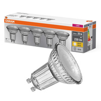 5x LED žárovka GU10 2.3W = 35W 230lm 2700K Teplá bílá 36° OSRAM Základna
