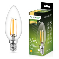 Žárovka LED E14, B35 7W = 60W 806lm 3000K Teplá bílá 360° Filament LUMILED
