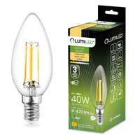 LED žárovka E14 B35 4W = 40W 470lm 3000K teplá bílá 360° Filament LUMILED