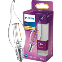 E14 BA35 LED žárovka 2W = 25W 250lm 2700K Teplá bílá vlákno PHILIPS