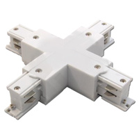 Čtyřnásobný křížový konektor pro třífázové přípojnice. bílý