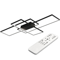 Geometrické stropní svítidlo PLAFON LED lustr 130W 3000K-6500K černá + dálkový ovladač