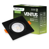 Halogenová Podhledové svítidlo GU10, MR16 Nastavitelná Čtvercová Černá VENTUS LUMILED