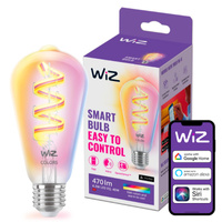 LED žárovka E27 Edison ST64 6,3W = 40W 470lm 2200-6500K RGB + TW FILAMENT Smart SMART WiFi Bluetooth App WiZ