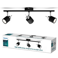 MERANTI Stropní svítidlo 3x GU10 Nástěnný reflektor Pohyblivý černý PHILIPS